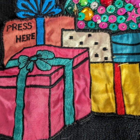 Spree VINTAGE Sequin Shoulder Pad Ugly Christmas Sweater - Picture 5 of 9
